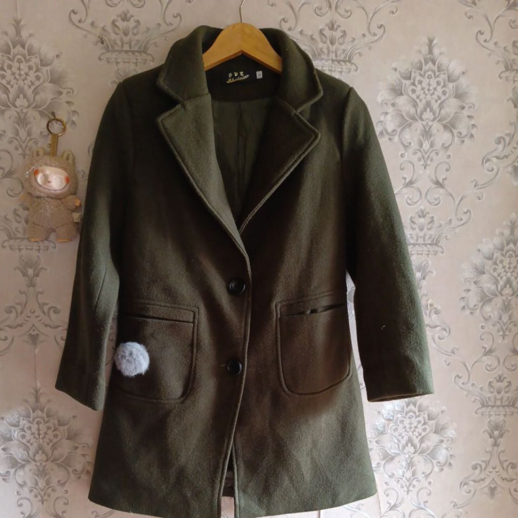 Coat wool wanita Coat winter spring autumn Coat musim dingin Long Coat wool