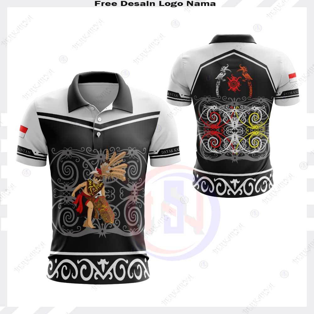 Kaos Kerah Batik Dayak Kalimantan / Kaos Jersey Dayak Kalimantan / Baju Dayak Kalimantan Fullprint