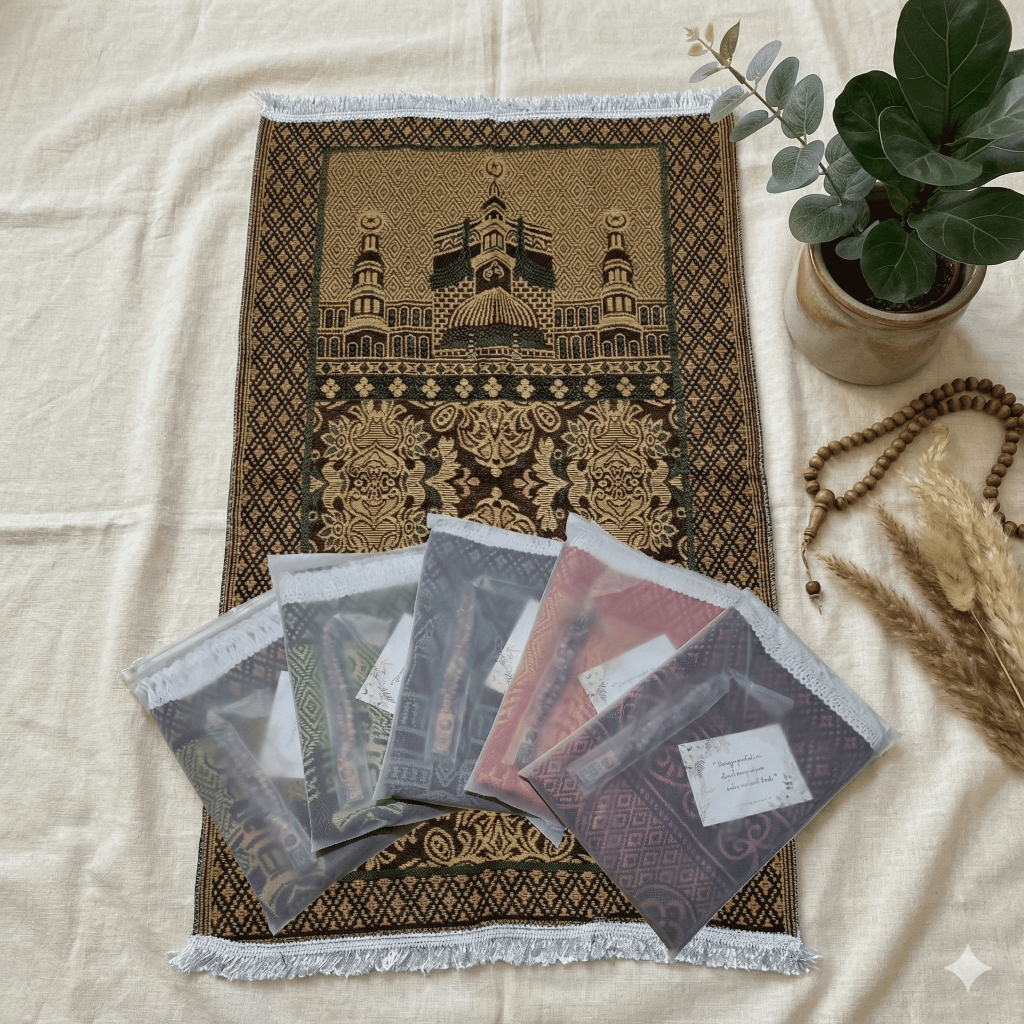 Paket Suvenir Sajadah Rajut turki sajadah grosir oleh oleh haji umroh uk 70x110 cm