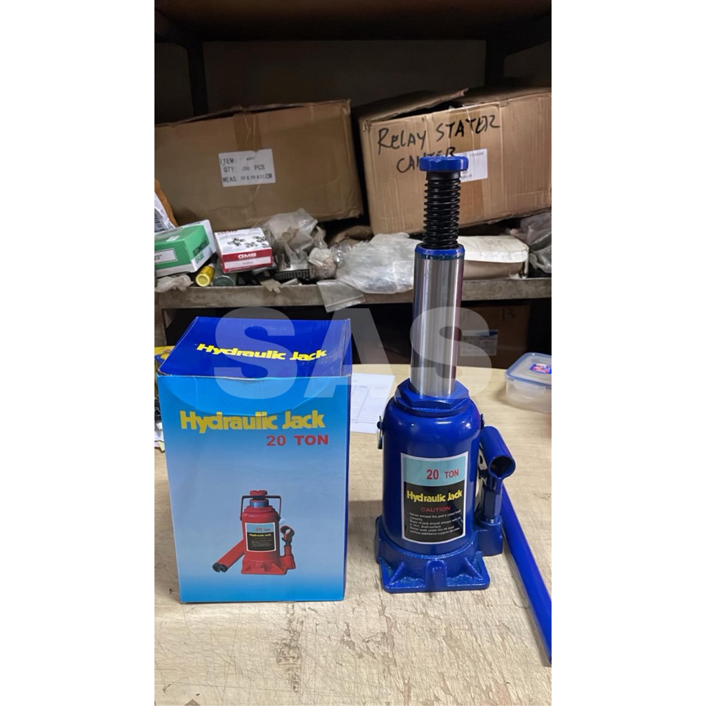 DONGKRAK BOTOL 20 TON HYDRAULIC JACK BODY PENDEK ULIR BIRU