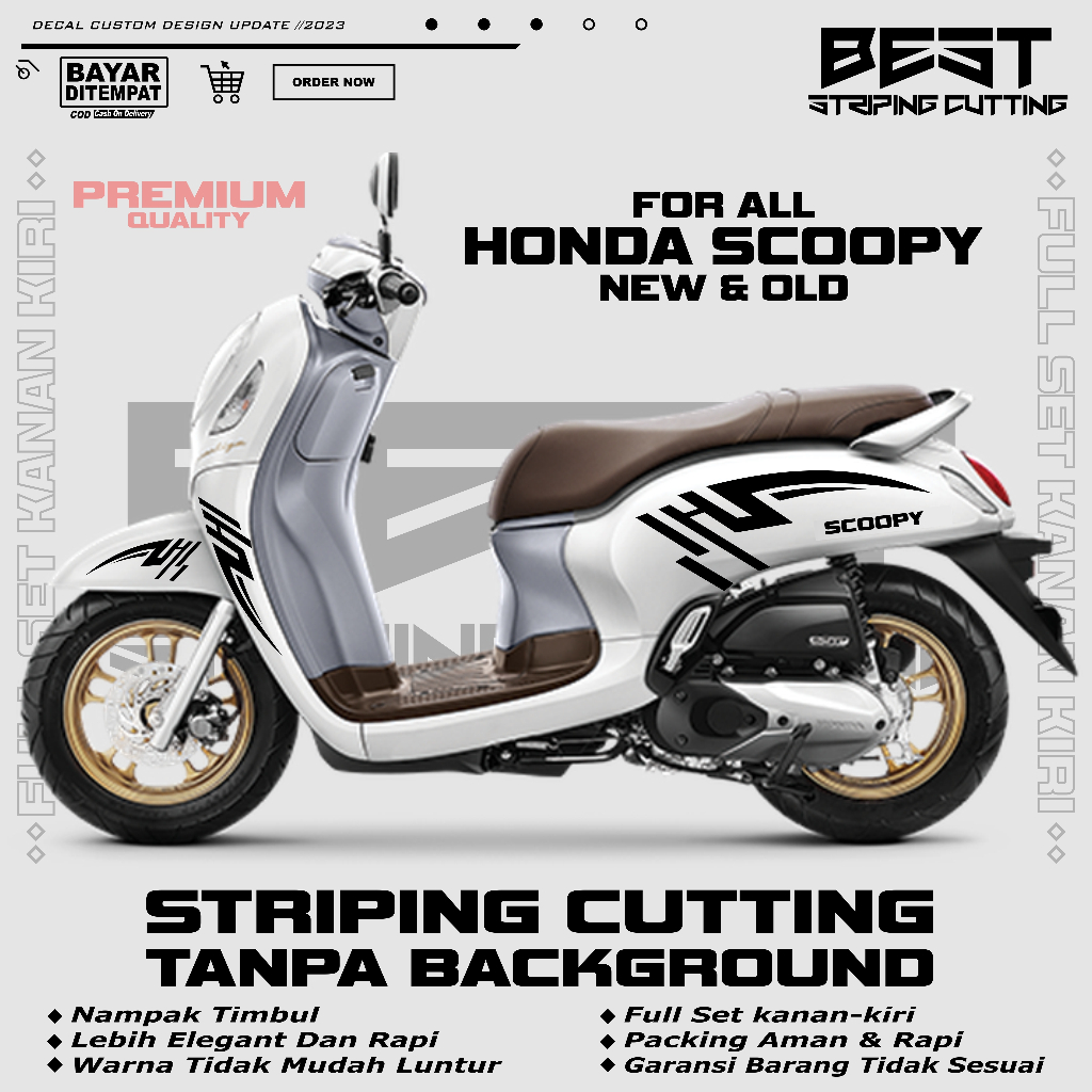 Striping Scoopy 2016 - 2024 Cutting Stiker Timbul Variasi Bintang For All Body Scoopy kode 88c