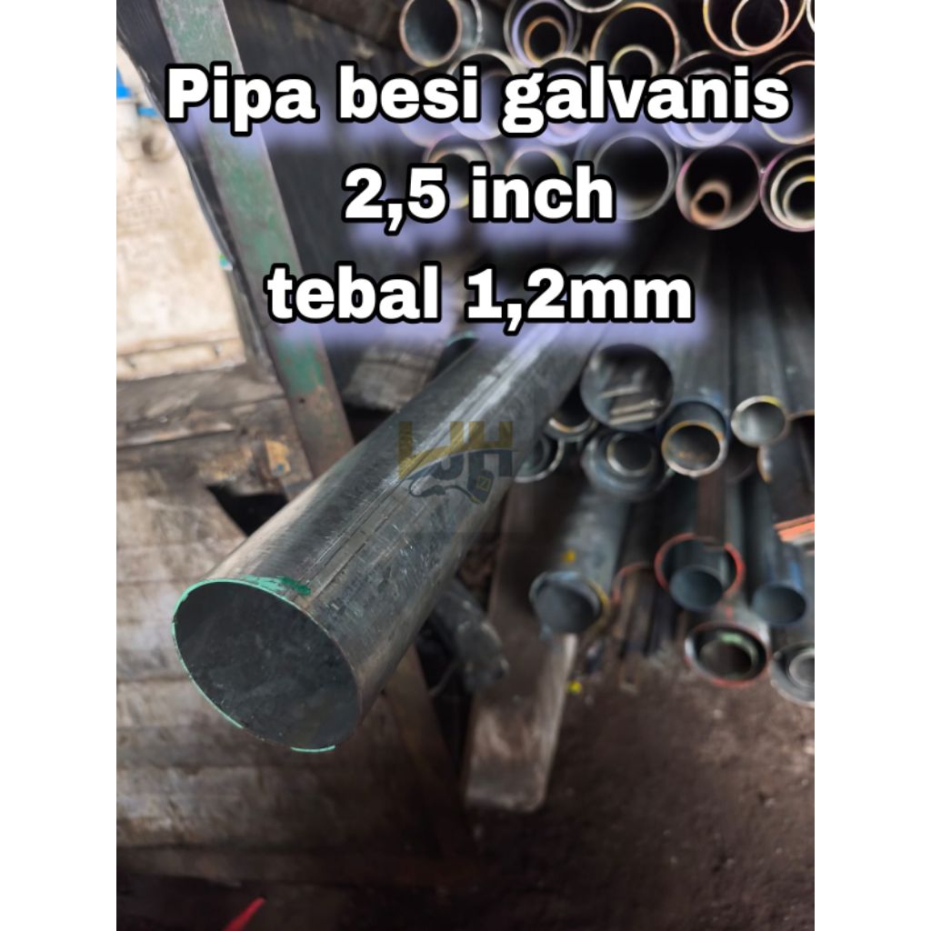 Pipa besi galvanis 2,5 inch , tebal 1,2mm. pipa bulet bisa buat corong talang air . diameter 7cm. pa