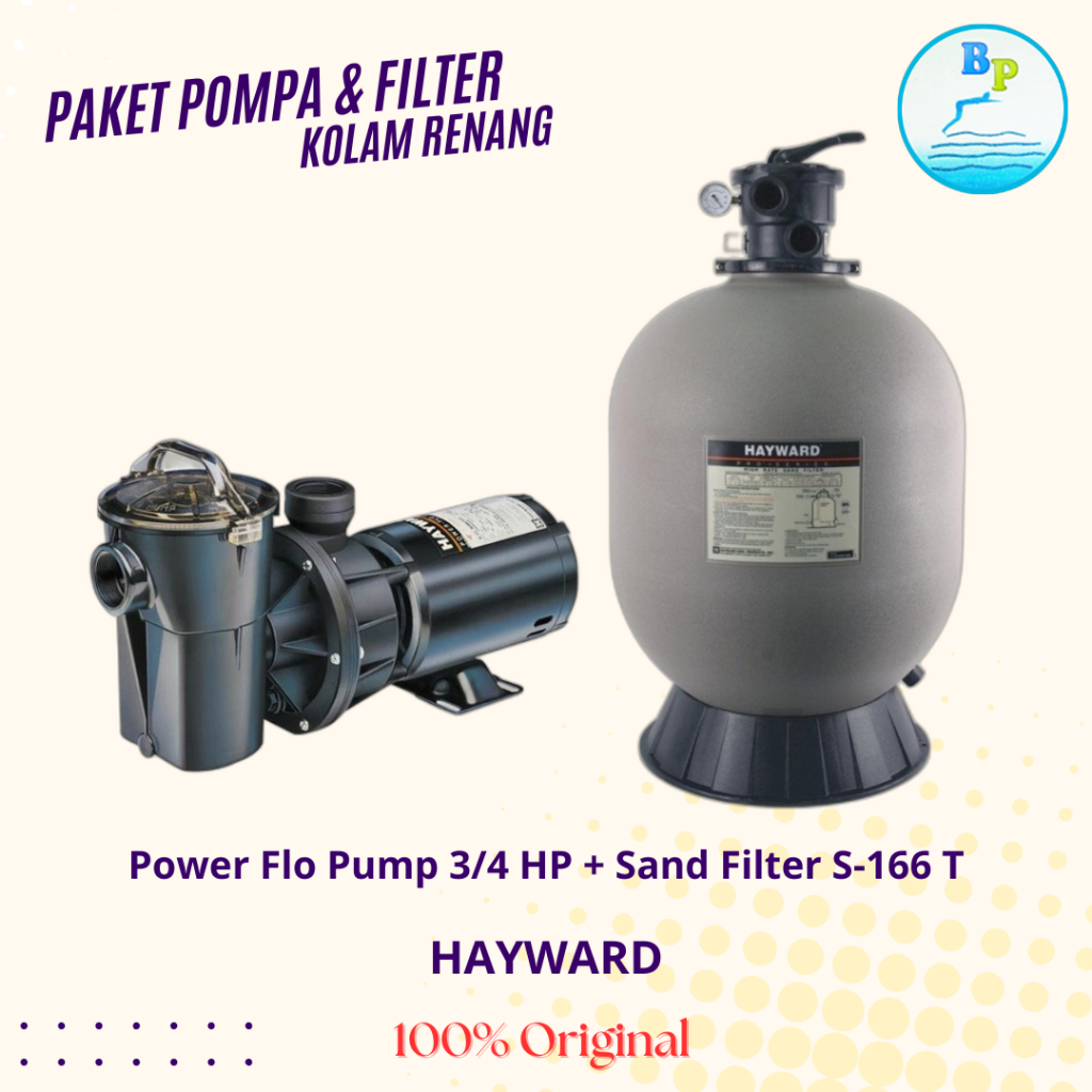 PAKET POMPA DAN FILTER KOLAM RENANG HAYWARD POWER FLO 3/4 HP- PAKET POMPA & FILTER HAYWARD