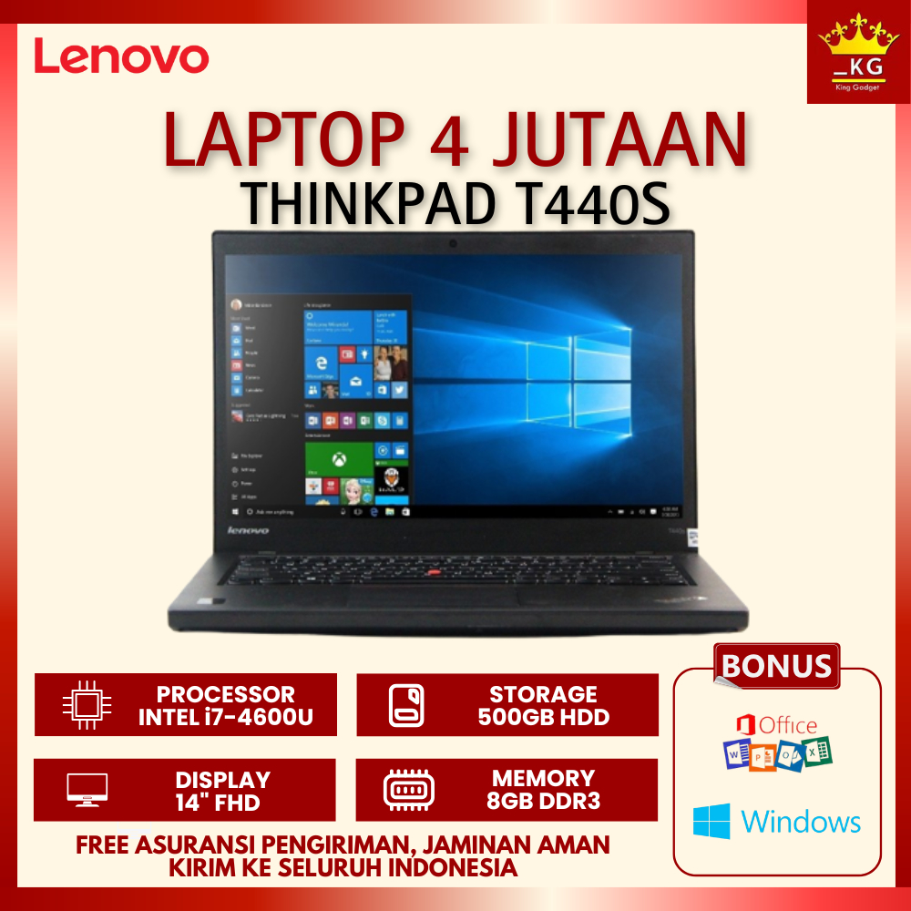 PROMO LAPTOP LENOVO THINKPAD T440S CORE i7-4600U / RAM 8GB / LCD 14"FHD / WINDOWS 10