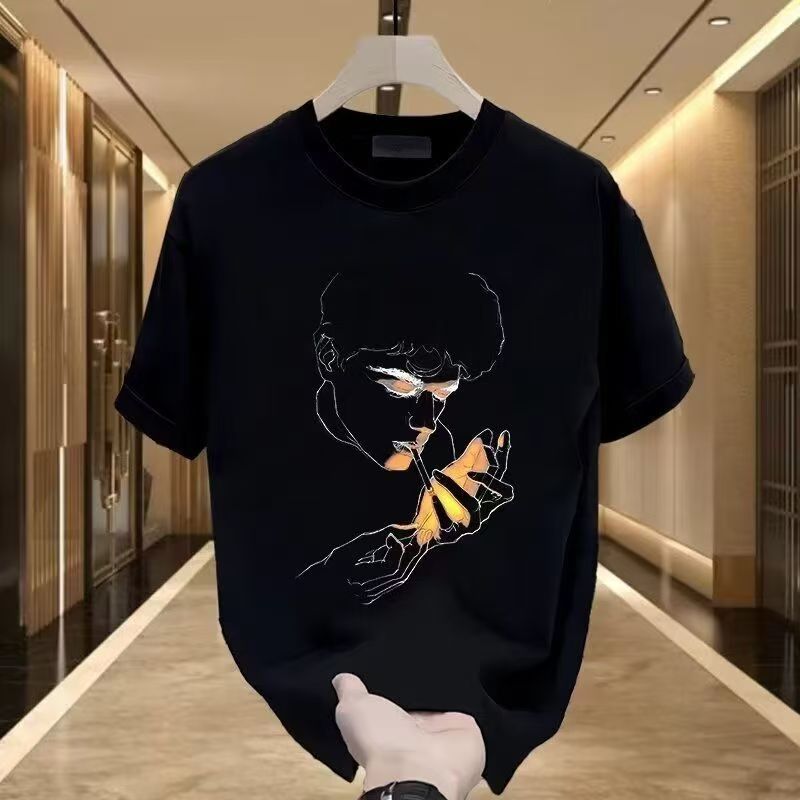 Kaos Unisex Combed: Kaos Karakter Merokok Street – Motif Pemberontak Edgy, Stylish Urban Keren