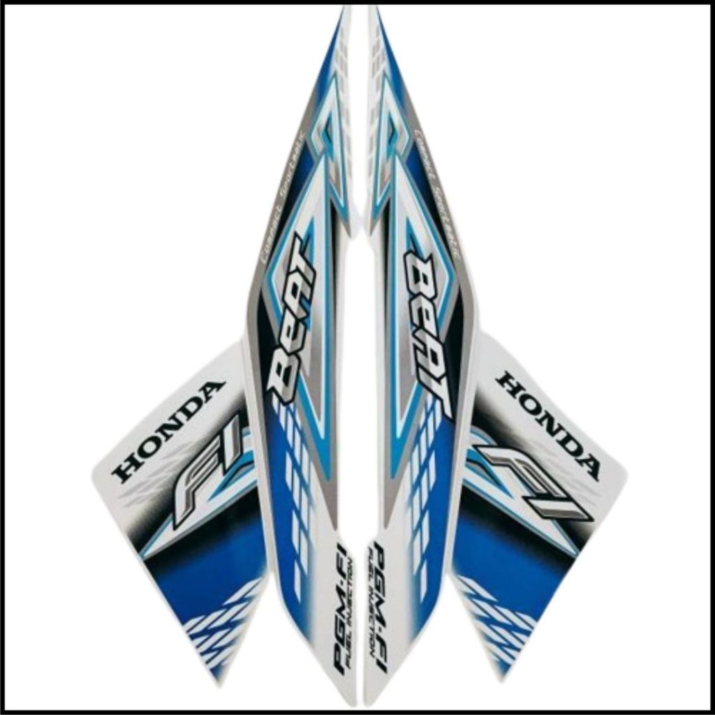 Striping Sticker Honda Beat fi 2014 Biru Putih list body motor beat 2014