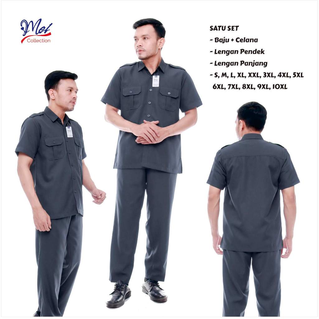 [PREMIUM] Seragam Dinas Pria Seragam PNS Baju Dinas Abu Abu Baju Seragam Abu Tua Kerja Kantor Pria