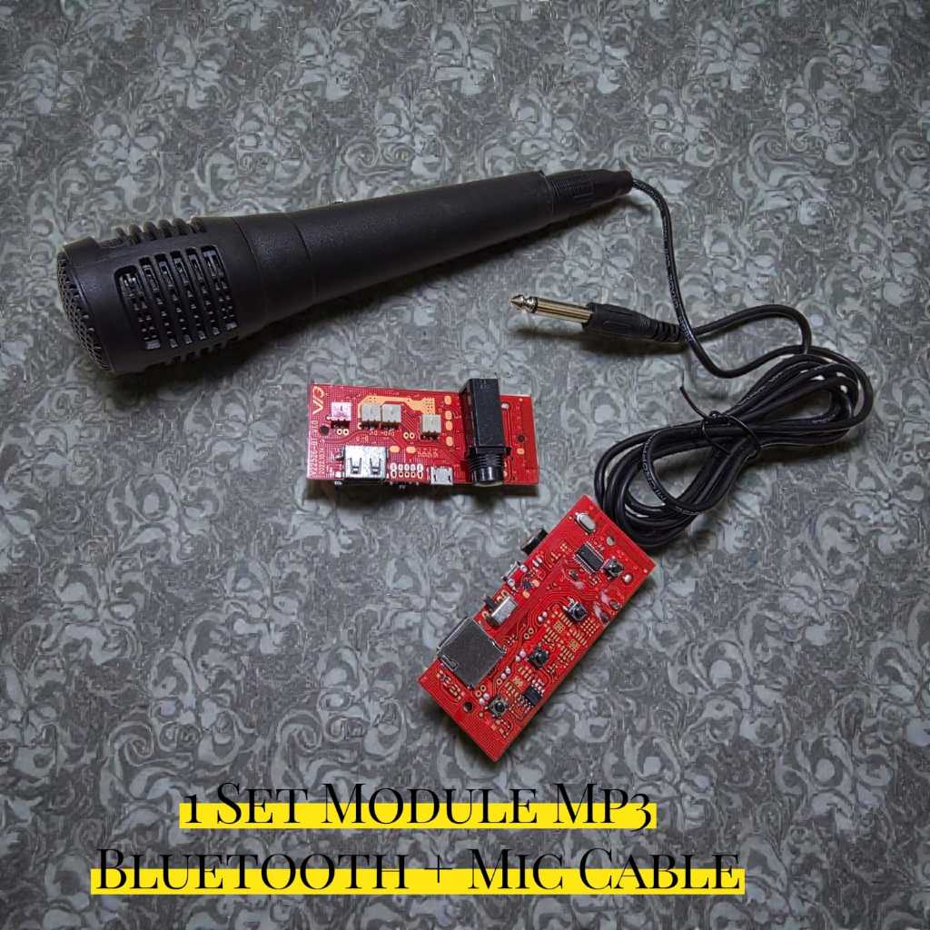 SET MODUL MODULE MUSIK BOX MP3 PLAYER BLUETOOTH 5V MIC + MIC CABLE