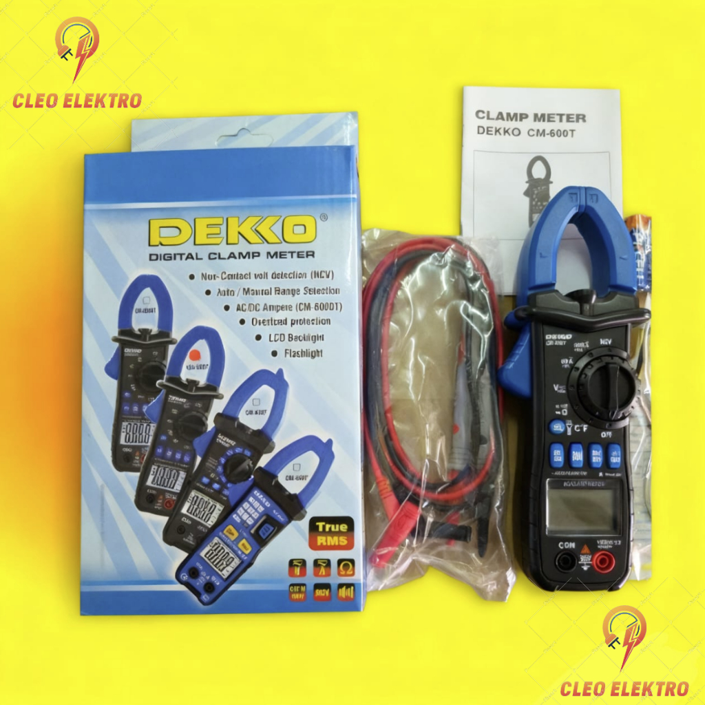 DIGITAL AC CLAMP METER TRUE RMS 600 AMPERE DEKKO CM-600T TANG AMPERE METER