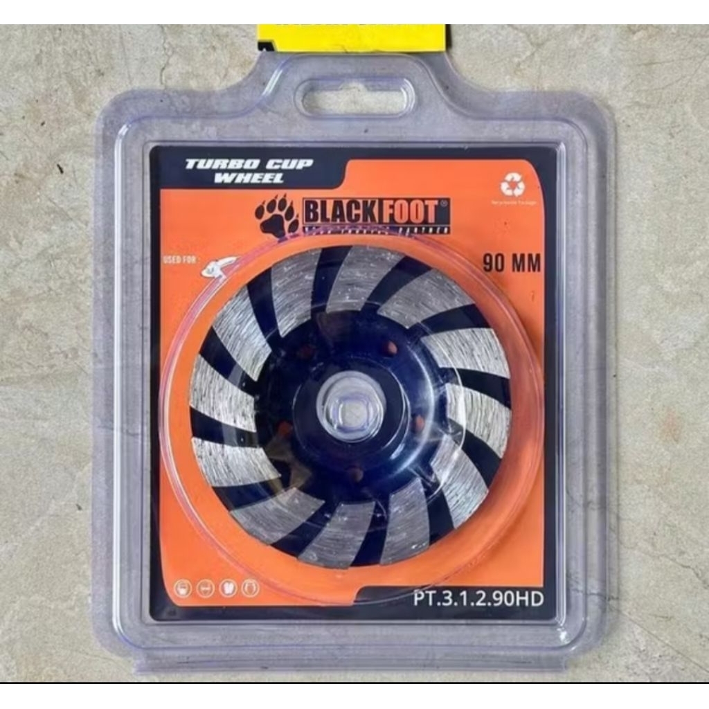 Mata Gerinda Poles Beton/Batu Gerinda Poles Tembok Diamond Cup Wheel 3.5 inch Blackfoot