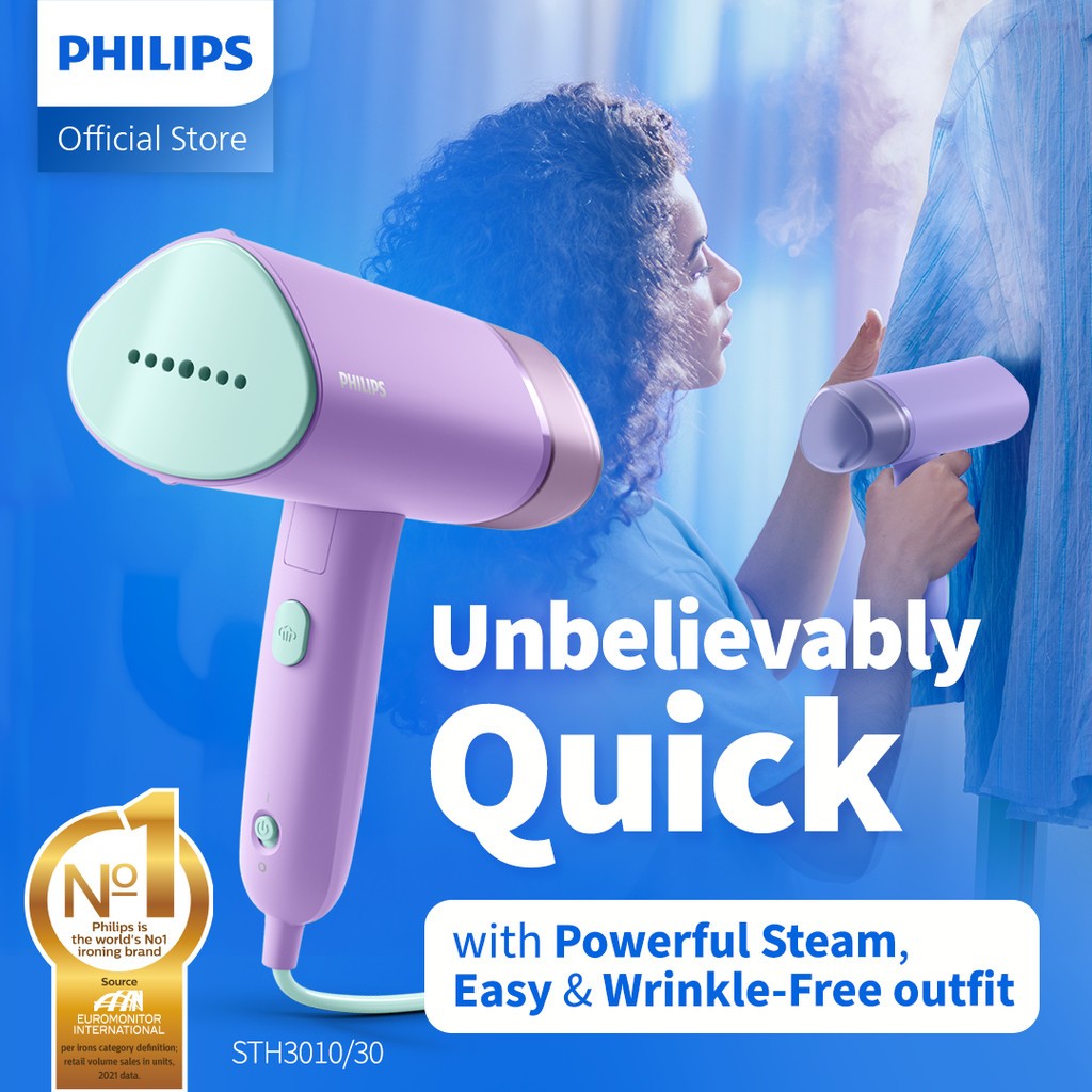 Philips Handheld Steamer 3000 Series - STH3010/30 Ungu - Setrika Uap Philips Strika Uap Portable Dap