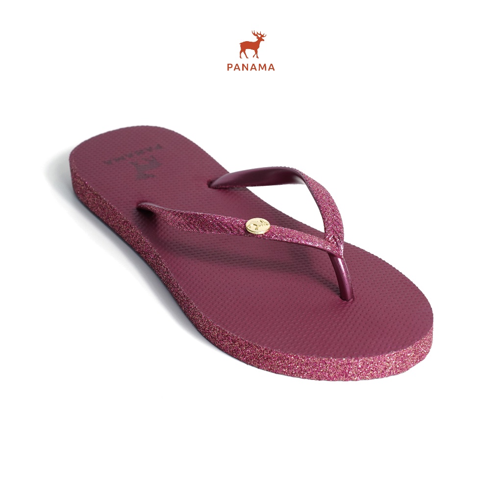 Panama Glitter 03 Wine -Sendal Jepit Karet Wanita Gliter Ungu