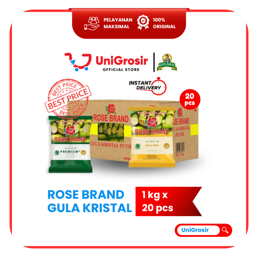 [UniGrosir] GULAKU GULA KRISTAL PUTIH MERAH | KUNING | HIJAU ~ 1 kg DUS / KARUNG