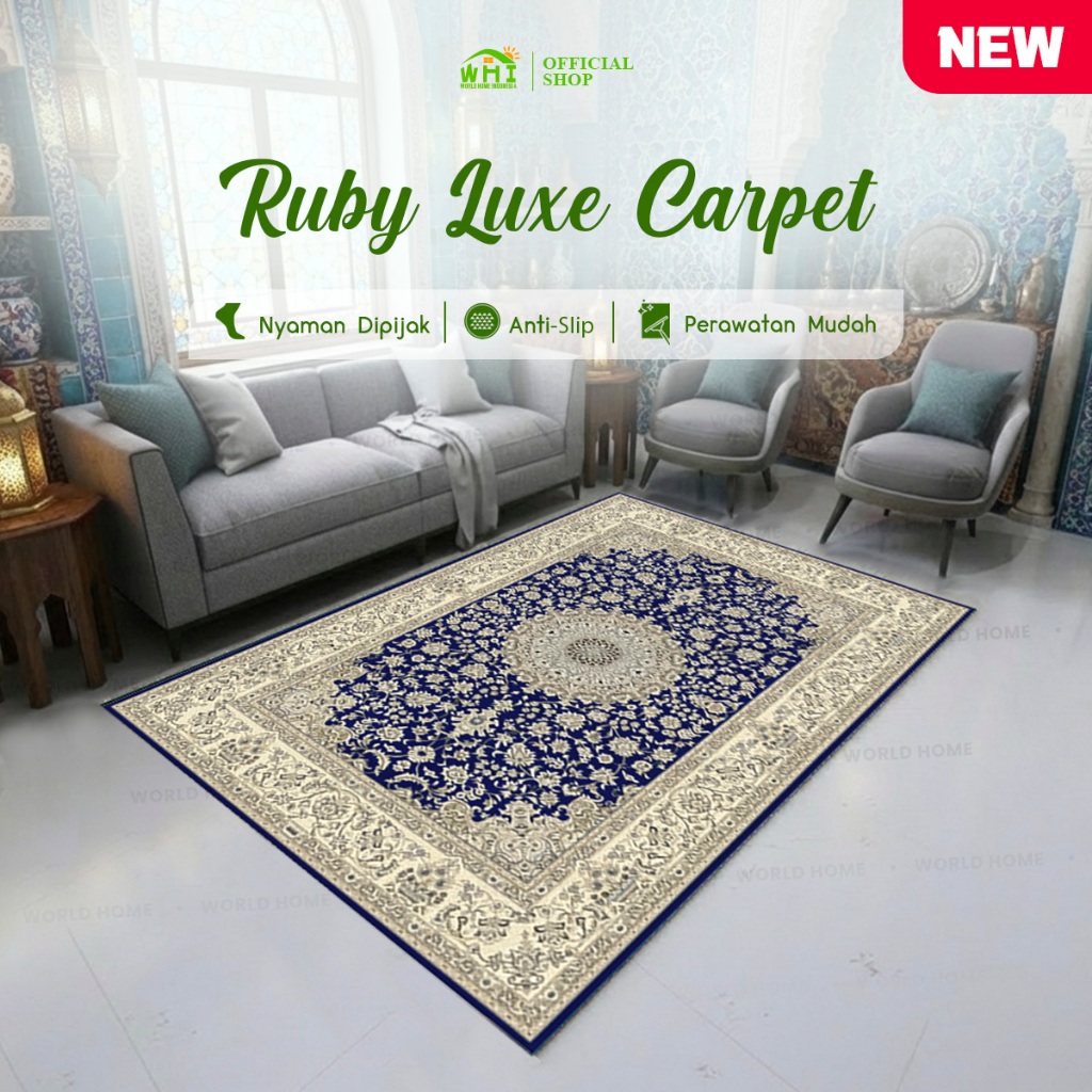 World Home - (127-144) Karpet Lantai Permadani Karpet Motif Turki Premium Anti Slip Karpet Ruang Tam