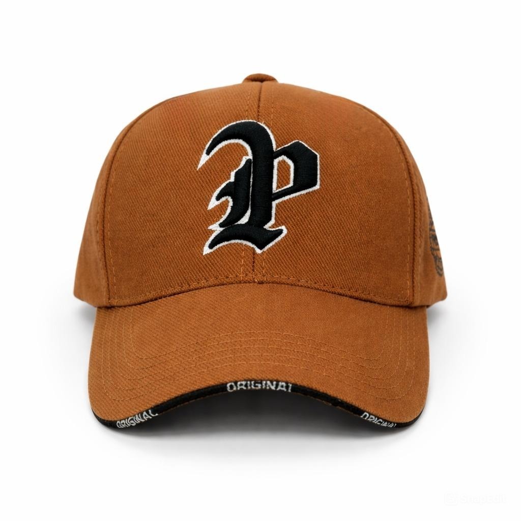 Topi bordir huruf P list keren bordir timbul