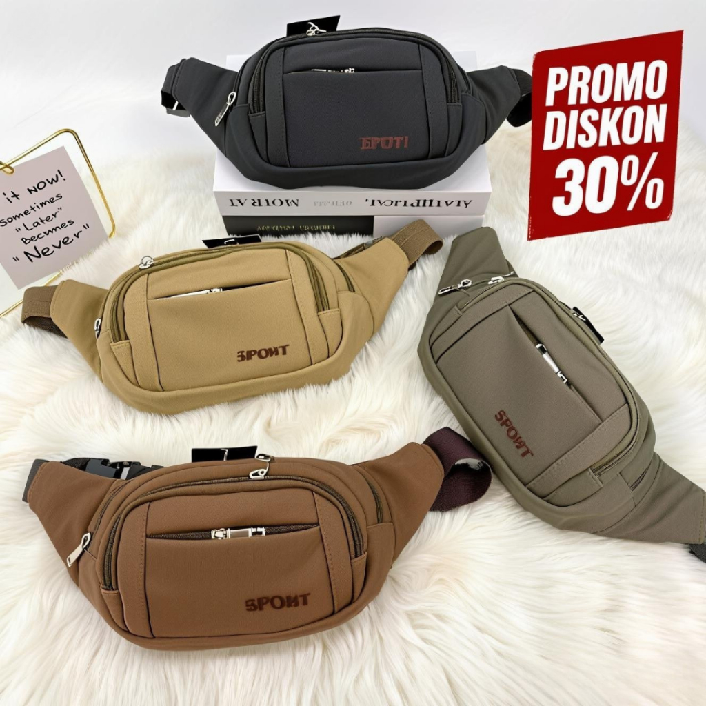 Tas Selempang Import Kanfas Watsbag 737 Pria Kanvas Waistbag Cowok - Army 737