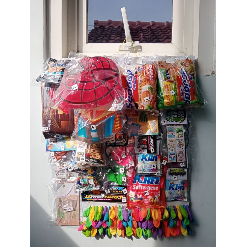 Mainan hadiah menarik lotre balon isi 100pcs nozonkk