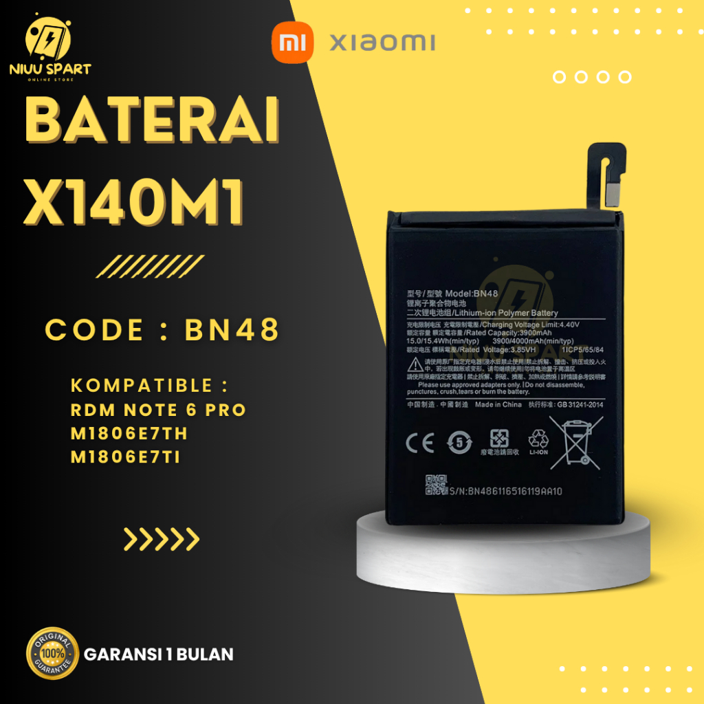 BATERAI BATTERY XIAOMI BN48 XIAOMI REDMI NOTE 6 / REDMI NOTE 6 PRO DOUBLE [IC POWER] ORIGINAL