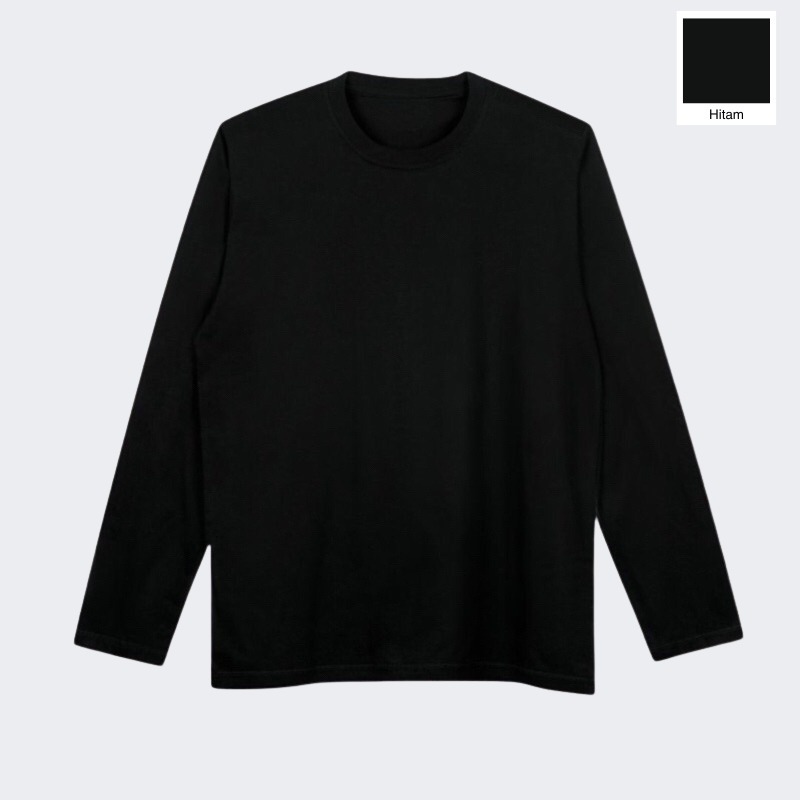 Kaos Tshirt Baju Murah Combed 30 Distro LENGAN PANJANG Hitam banyak warna POLOS Oblong sablon bordir