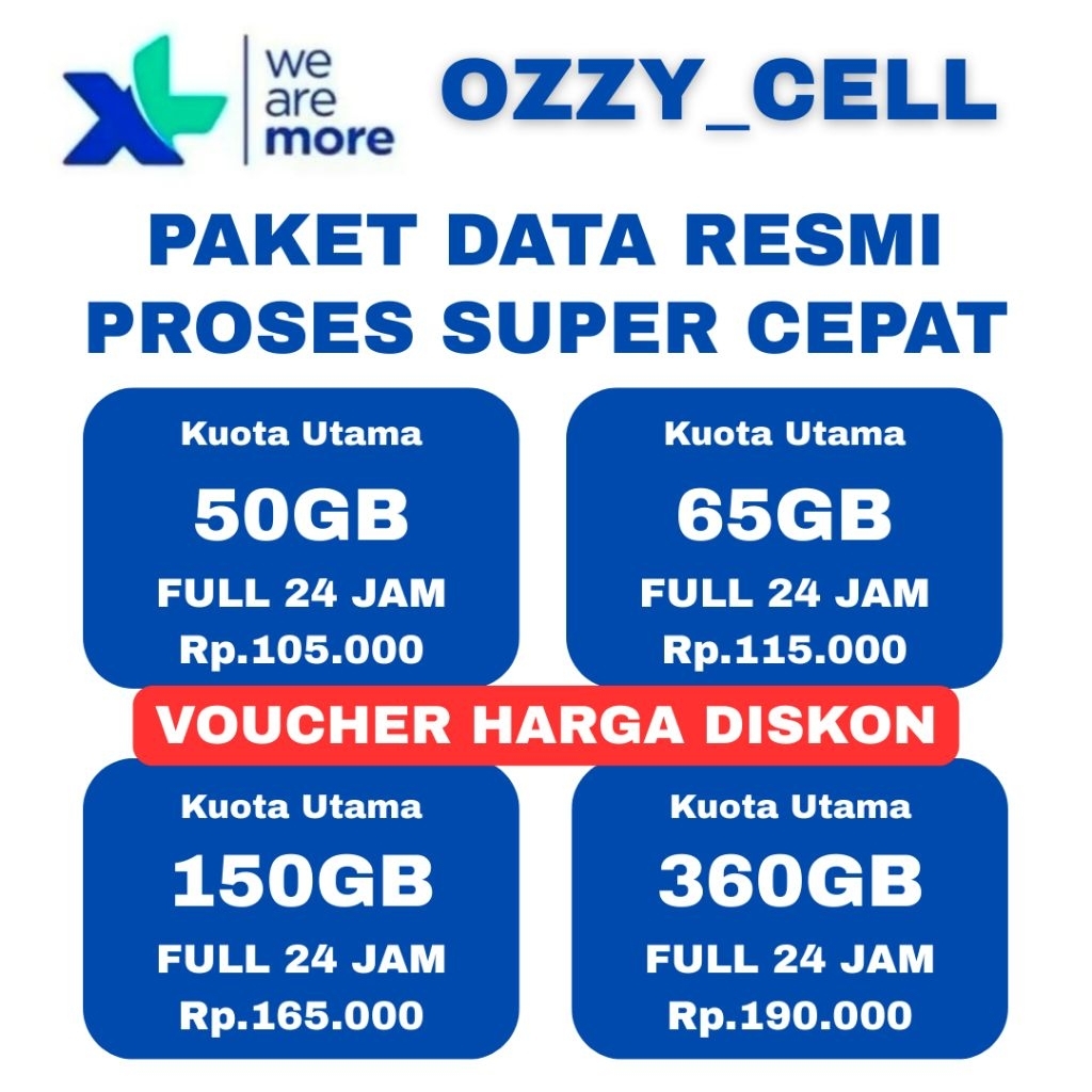 MURAH BANGET VOUCHER PAKET DATA XL XTRA COMBO FLEX UNLIMITED TURBO INJECT KUOTA ISI ULANG OZZY CELL