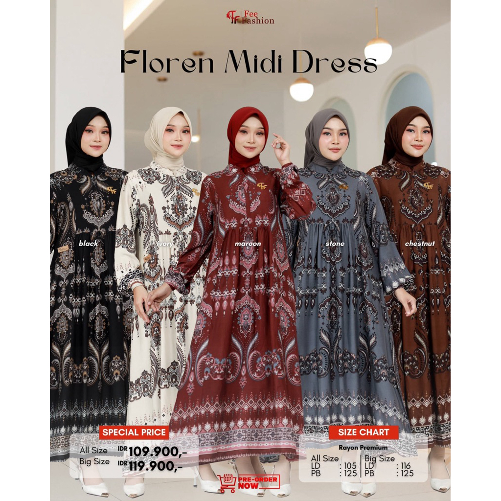 Fee Fashion - Dress / Gamis / Midi Dress / Floren Midi Dress Fee Fashion