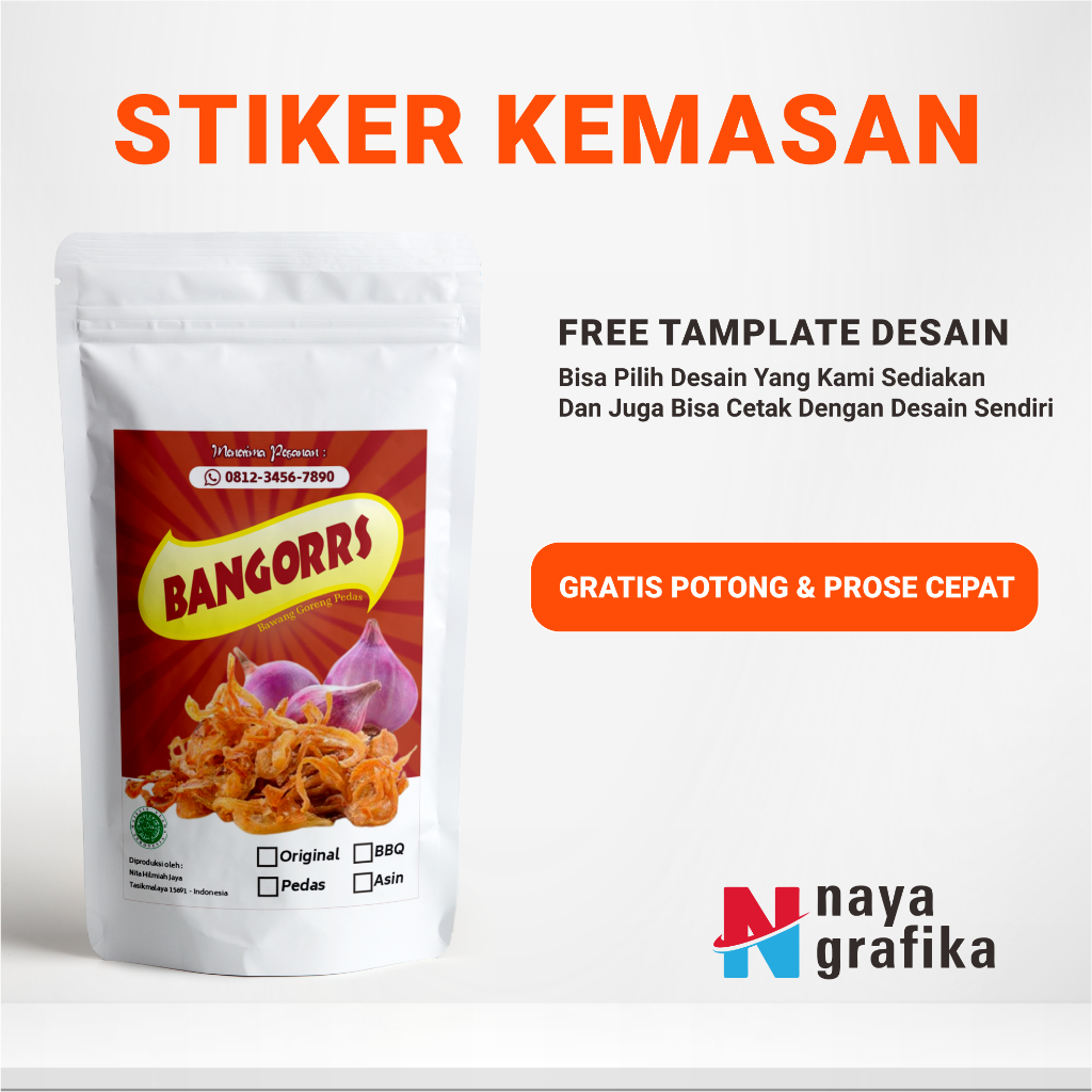 Naya Grafika Stiker Label Kemasan  Sticker Cemilan / Sticker Snack  / Sticker Makanan / STIKER LABEL