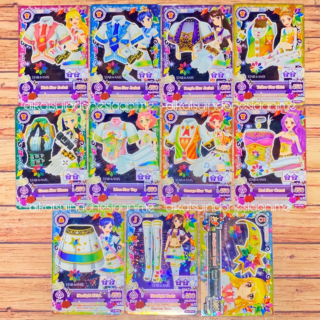 Star Anis Aikatsu Set - Pink Blue Purple Yellow Green Lime Orange Red Skirt Boots Starlight Hair Ban