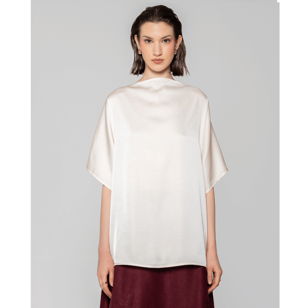 ETTWIST - Iris Satin Top - Atasan Satin Leher Tinggi - Big Size