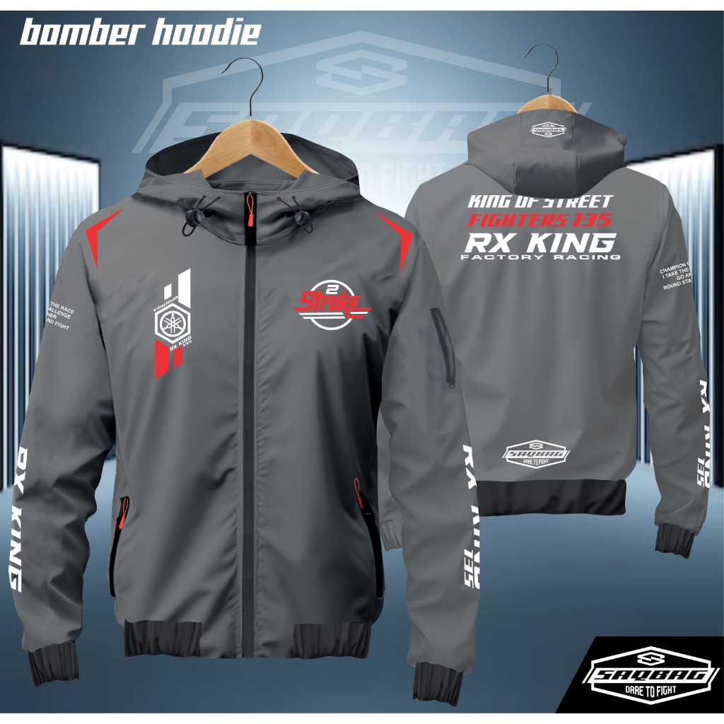 Jacket Bomber Hoodie Motor Rx King 135 Abu Merah Jacket Windbreaker Waterproof