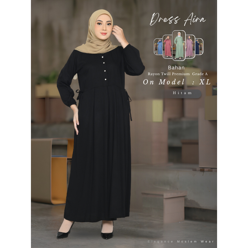 Dekha Syari Baju Gamis Hitam Mewah Elegan Terbaru 2025 Bahan Katun Rayon Twill Premium Ori Tebal