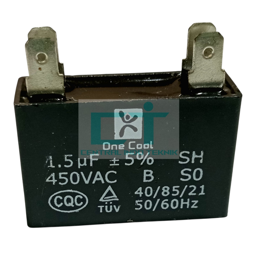 KAPASITOR FAN AC UKURAN 1.5UF 2UF 2.5UF MERK ONE COOL 4 KAKI KAPASITOR HITAM KOTAK KAPASITOR FARN SO