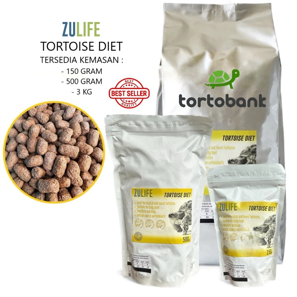 ZULIFE TORTOISE DIET 3 KG - PELET KURA DARAT TORTOISE FOOD - PELET KURA DARAT TORTOISE DIET - MAKANA