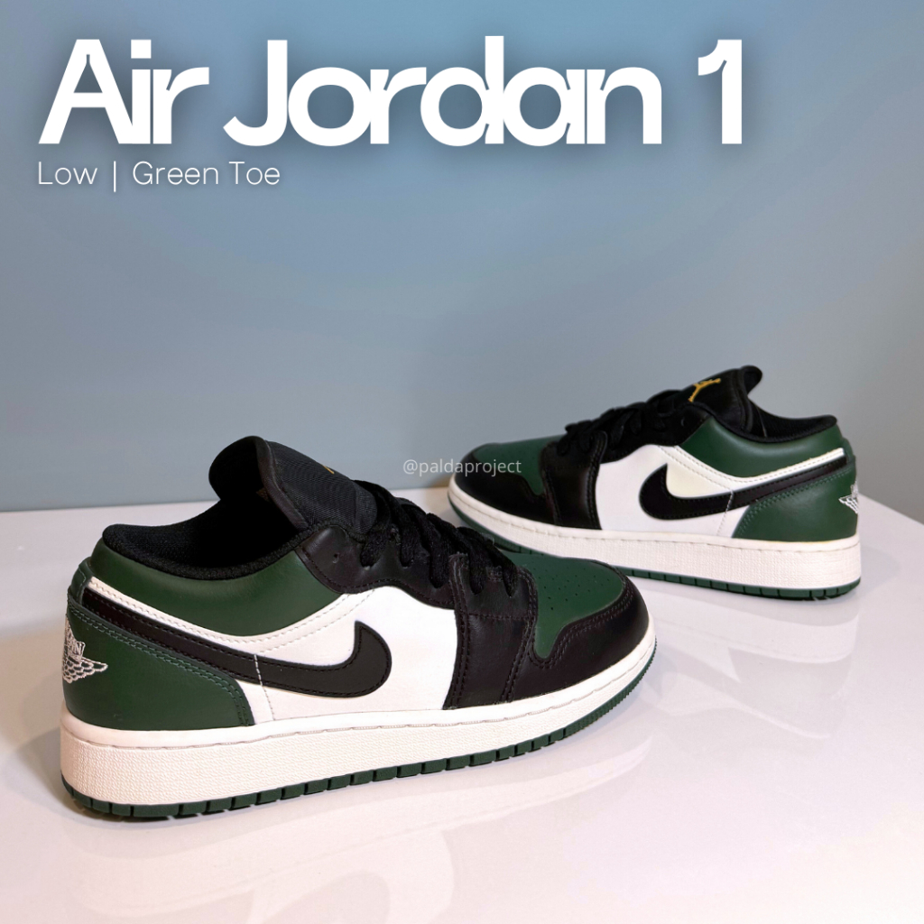 Sepatu Sneakers Anak Air Jordan 1 Low Green Toe 100% Authentic
