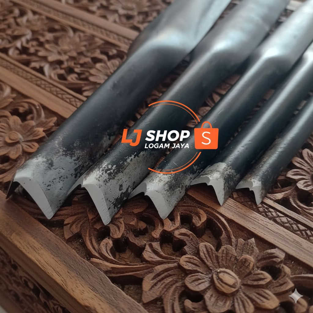 (COD) Alat pahat tatah ukir Bonsai Asli Jepara Jenis Coret V Set isi 5pcs Barang berkualitas Cocok U