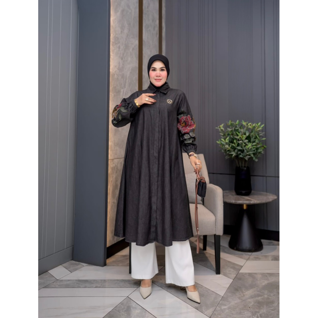 tunik milano semi jeans winody/atasan kekinian/hijab friendly