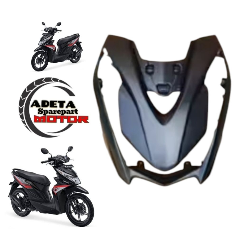 Tameng Depan Honda Beat LED Deluxe Hitam Doff | Cover Body Depan Tameng Beat