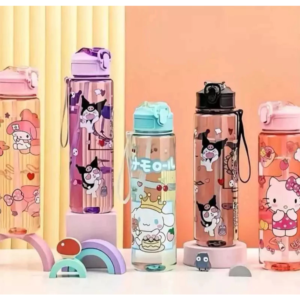 Botol minum 900 ML bening plastik karakter lucu
