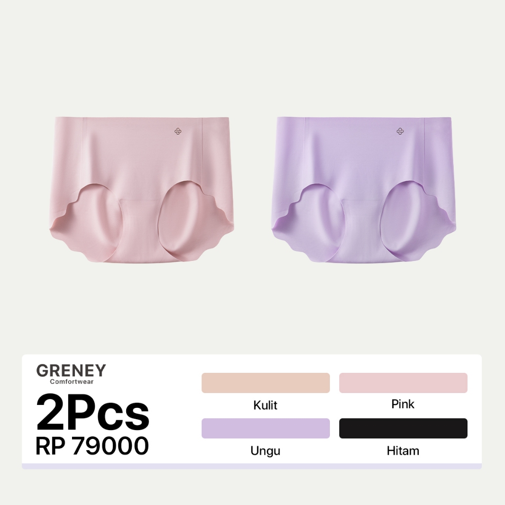 Greney-Paket Celana Dalam (2PCS) CD Kelopak Bunga Seamless  Bahan elastis tinggi  Lapisan dalam berk