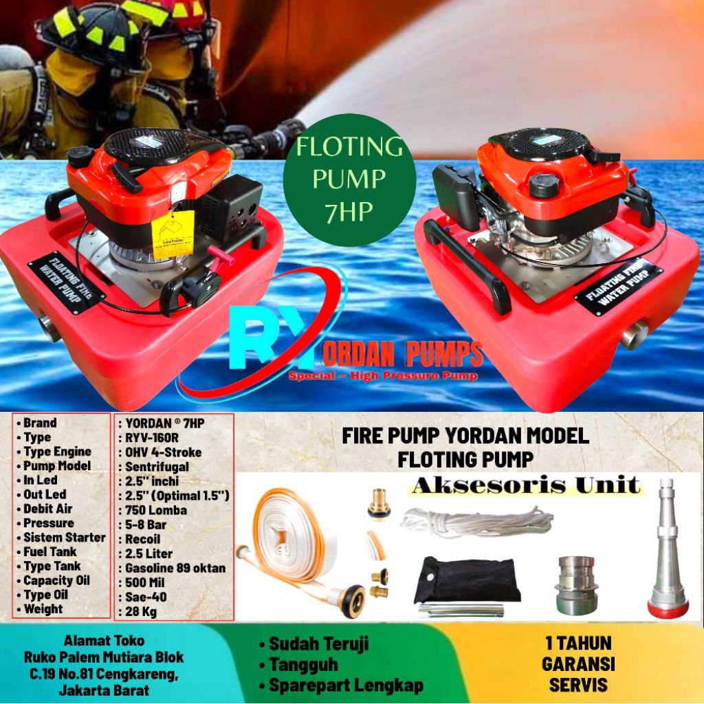 FIRE PUMP YORDAN TYPE RYV-160R FLOTING FIRE PUMP SIAP PAKAI