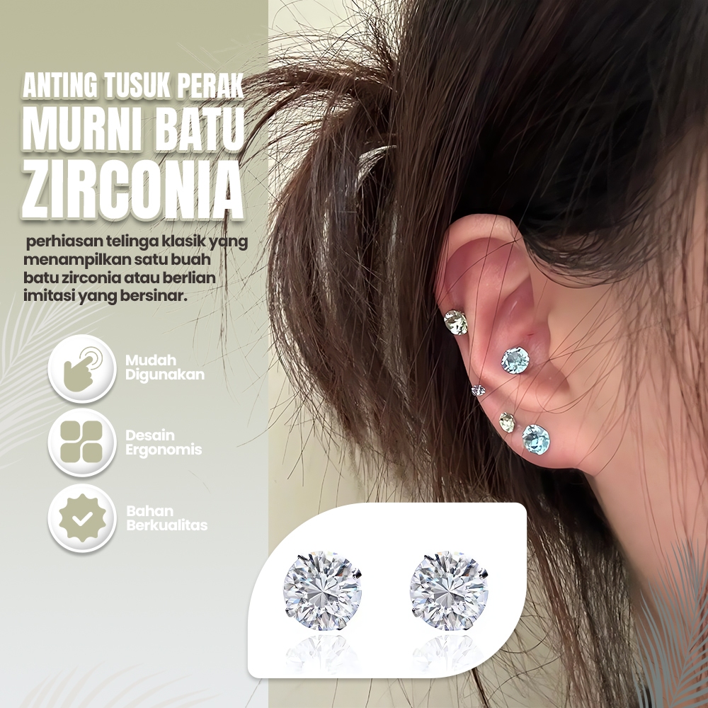 Jepitan telinga magnetik zirkon, tanpa tindik, anting-anting tulang rawan telinga wanita, anting-ant