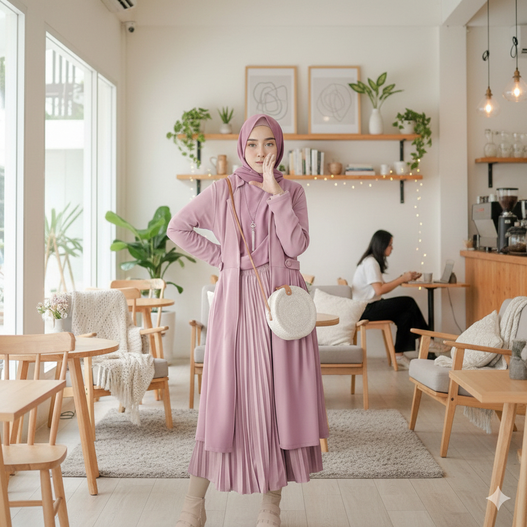 Distro- Vika Cardy Long Outer Cardigan Wanita Waffle Ori Premium Jumbo Oversize Tanpa Kancing