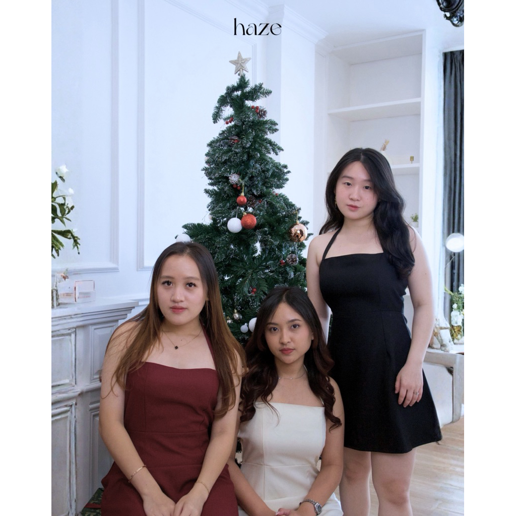 Haze - Lunéa Mini Dress / Dress pendek wanita / korean mini / bahan semiwool premium - hitam ivory p