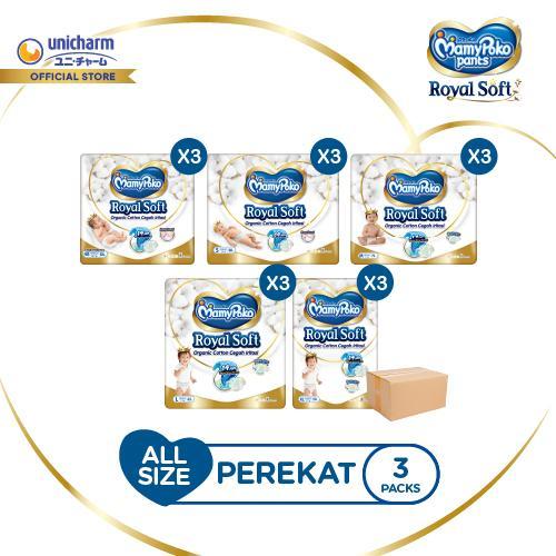 Mamy - Mamypoko Royal Soft Organic Tape NB-XL - Ultra Jumbo - 3 Packs
