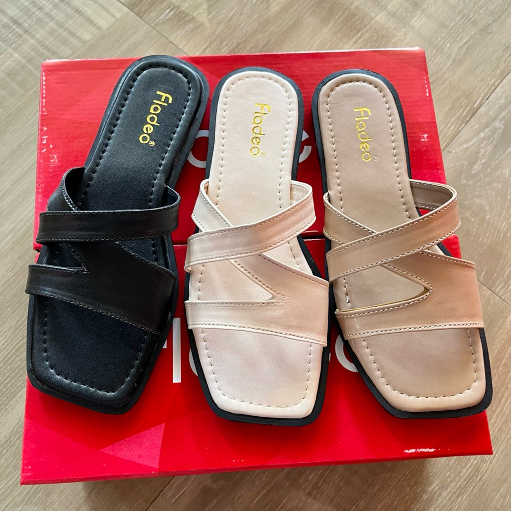 [NAIK SIZE] Sandal Flat Teplek Wanita Fld KL Simpel Empuk