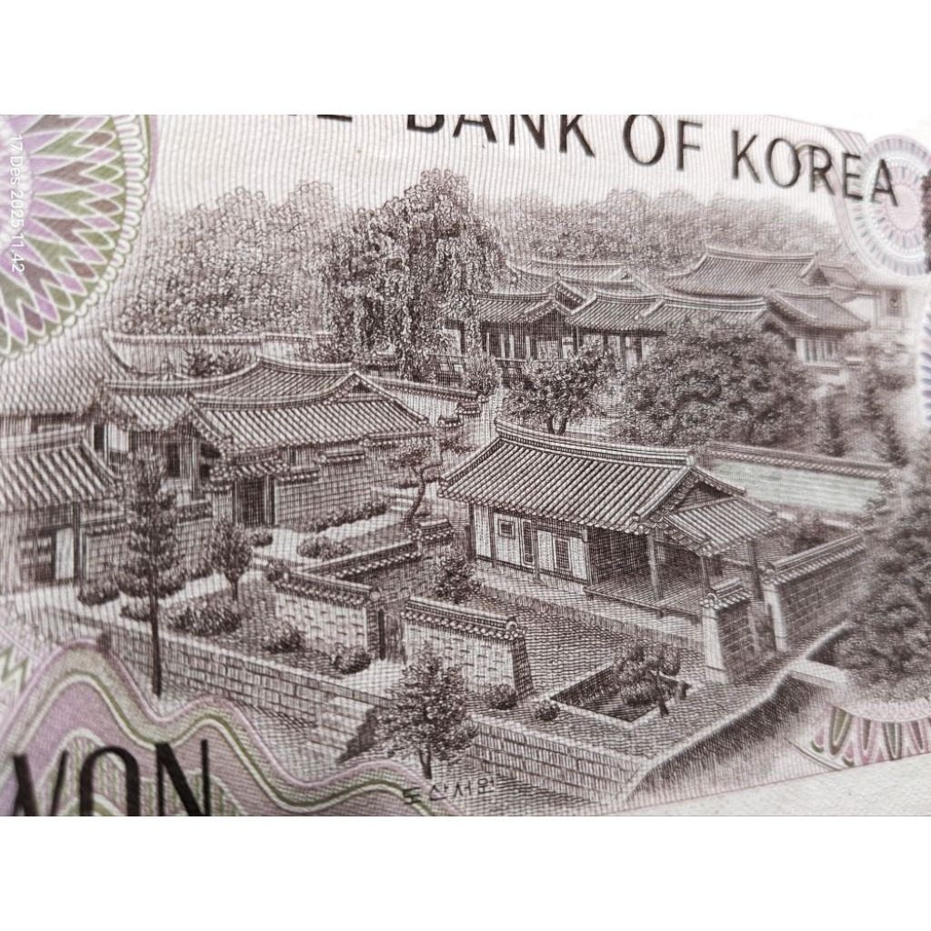 duit kertas kuno asli korsel 1000 won tahun 1971 langka kondisi aunc bagus mulus matauang lama untuk