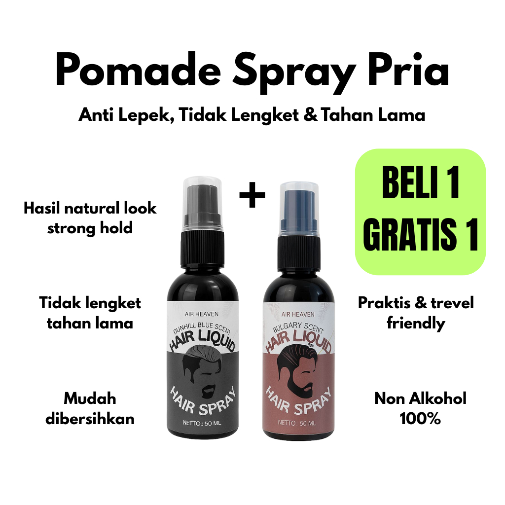 Minyak Rambut Pria - BUY 1 GET 1 Pomade Spray Pria Pomade Cair Kilau Tinggi, Kilap Tinggi, Wangi & T