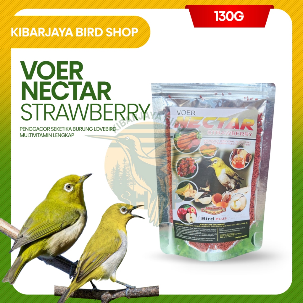 VOER NEKTAR STRAWBERRY 130G PAKAN HARIAN TINGGI PROTEIN VITAMIN LENGKAP BURUNG PLECI SOGON KOLIBRI