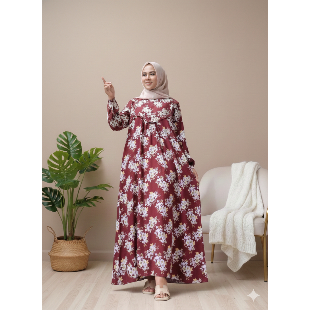 Mididress rayon motif Aini Modiste Pekalongan