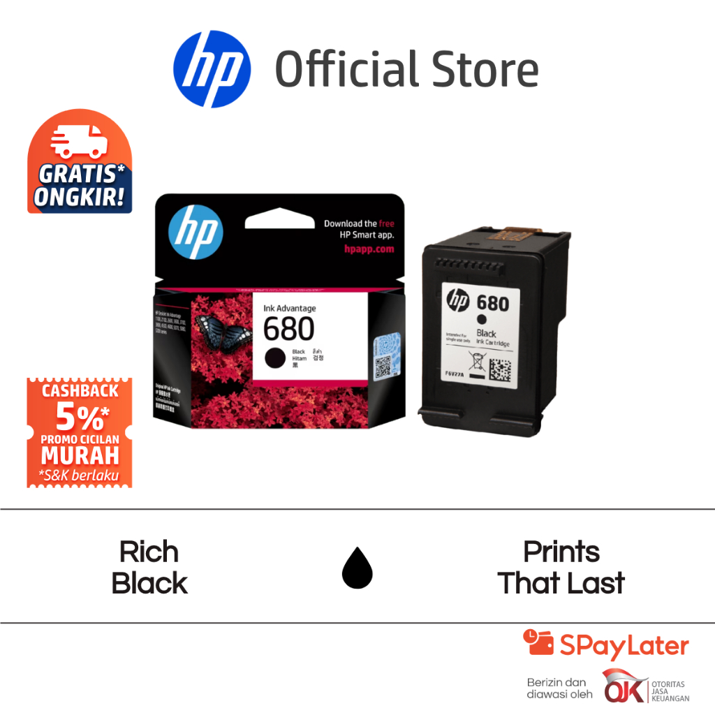 Tinta Printer HP Original 680 Hitam Black Cartridge Asli Twin Pack Combo 2 Pack Tri Color Colour War