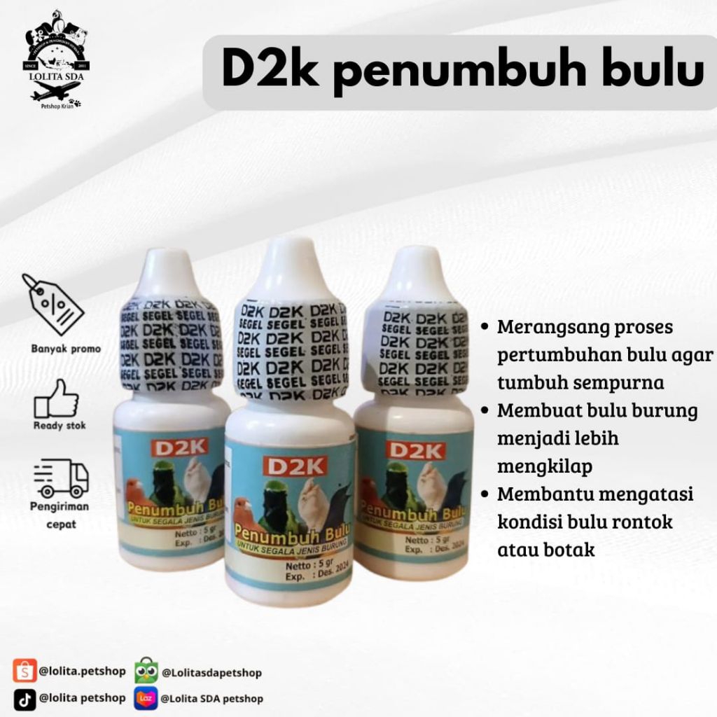 D2K OBAT PENUMBUH BULU KENARI KACER DAN SEMUA BURUNG BOTAK DAN DORONG EKOR